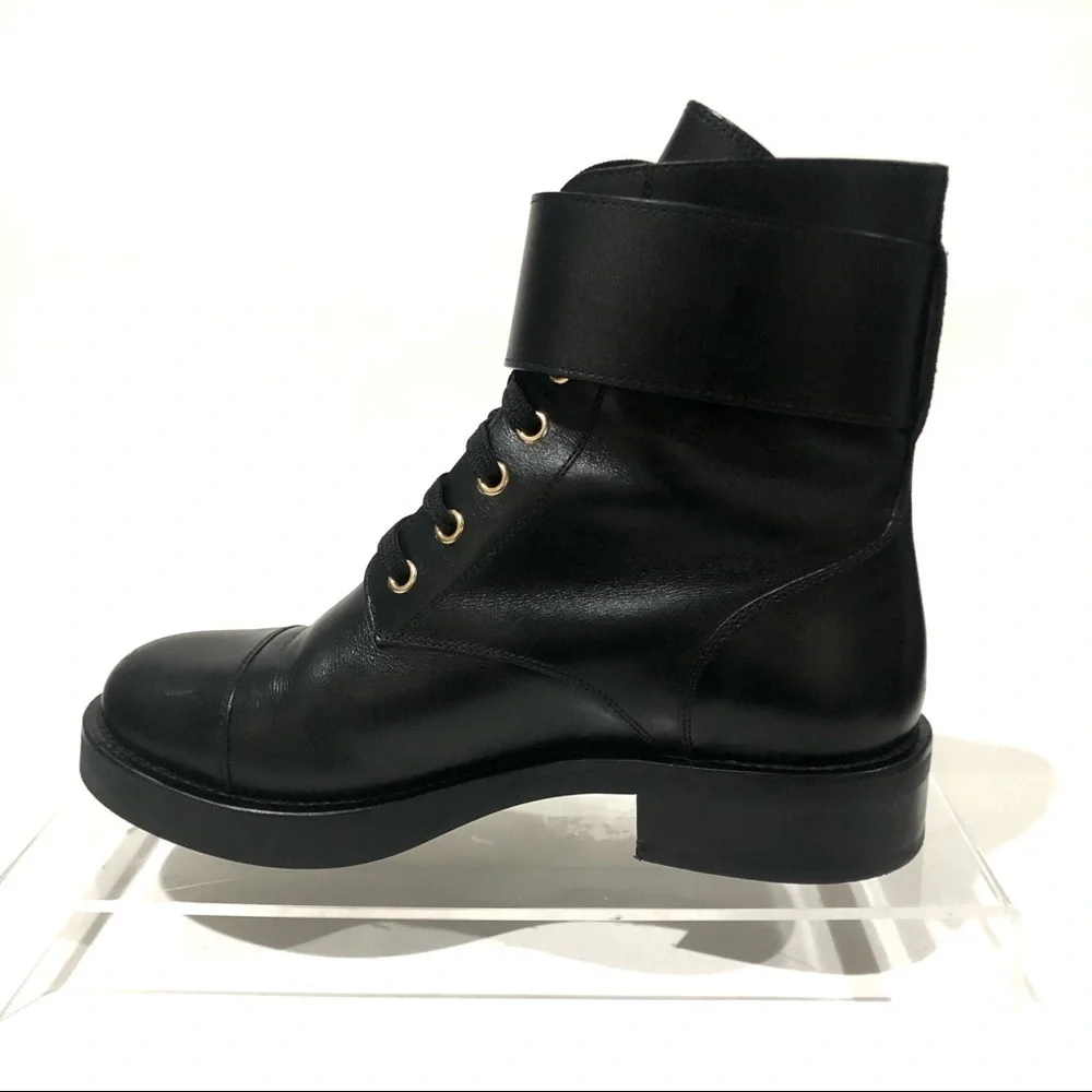 Authentic Louis Vuitton Wonderland Leather Moto Combat Military Boots Booties 7 - Picture 8 of 15